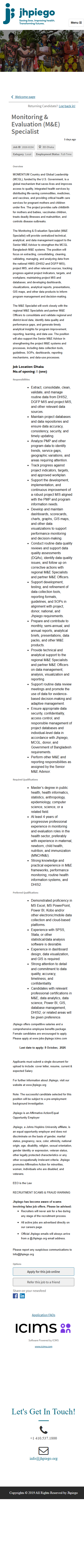 Monitoring & Evaluation (M&E) Specialist