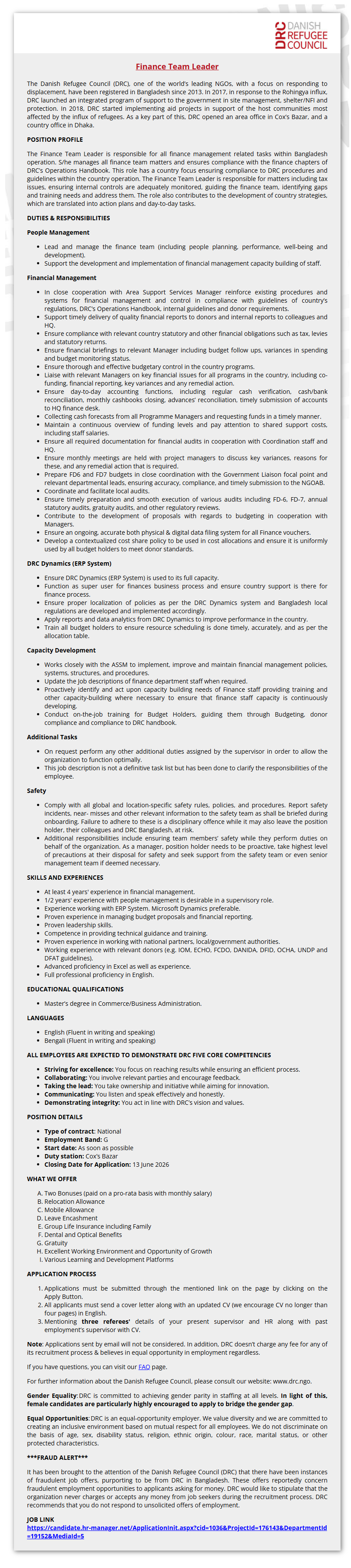 Finance Team Leader