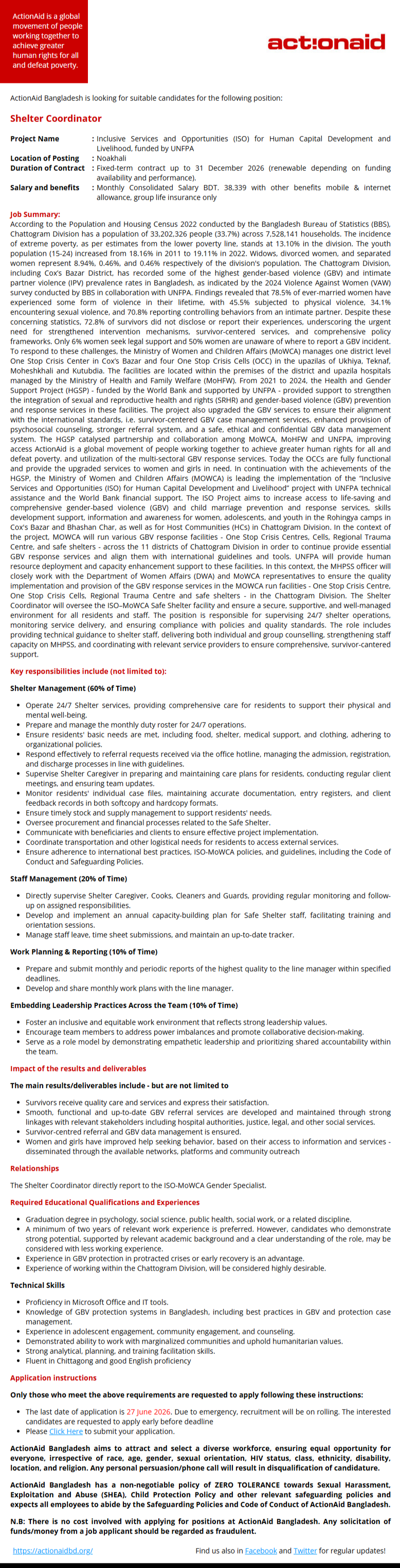  Shelter Coordinator